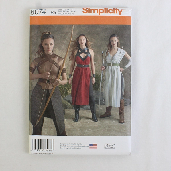 Simplicity Andrea Schewe 8074 Princess/Warrior Costumes Women's Size R5 (14-22)
