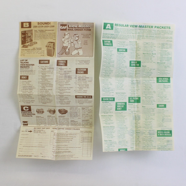 Lot Of 2 Vintage GAF View Master Stereo Pictures Mail Order Forms 1970s