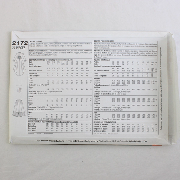 Simplicity Theresa LaQuey 2172 Steam Punk Costumes Womens Size HH (6, 8, 10, 12)