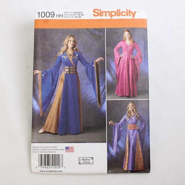 Simplicity Andrea Schewe 1009 Dress Costumes Womens Size HH (6, 8, 10, 12) 2015