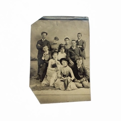 Antique Tintype Photo 19th Century Victorian Group Portrait 
