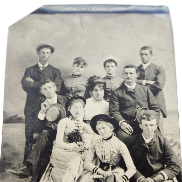 Antique Tintype Photo 19th Century Victorian Group Portrait 