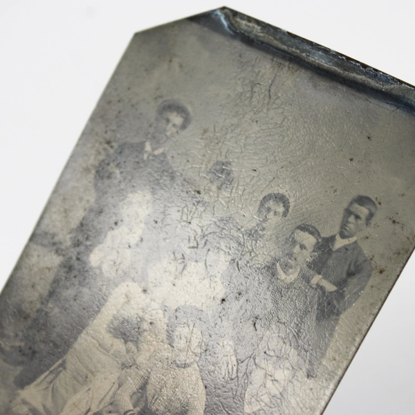 Antique Tintype Photo 19th Century Victorian Group Portrait 