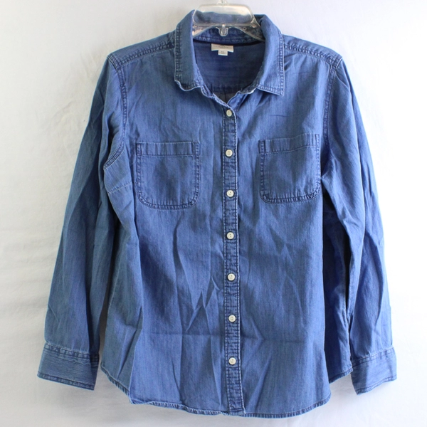St. Johns Bay Women's PXL Denim Long Sleeve Button Up Shirt