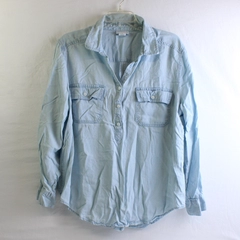 Liz Claiborne Women's L Light Blue Denim Long Sleeve Pullover Shirt