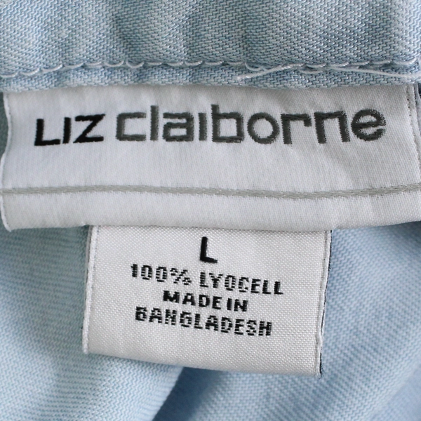 Liz Claiborne Women's L Light Blue Denim Long Sleeve Pullover Shirt