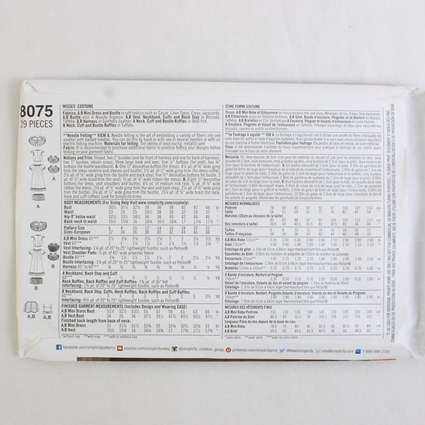 Simplicity Arkivestry 8075 Steam Punk Dress Costumes Women's Sz R5 (14-22) 2016