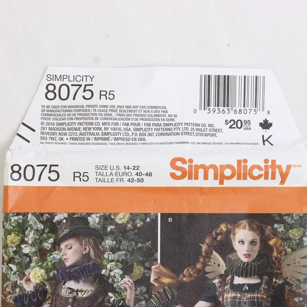 Simplicity Arkivestry 8075 Steam Punk Dress Costumes Women's Sz R5 (14-22) 2016