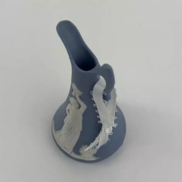 Miniature Blue Wedgewood Style Jasperware Bud Pitcher Vase