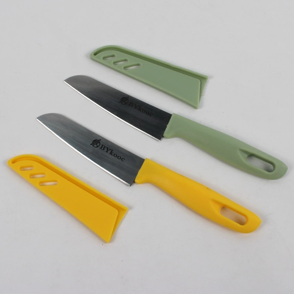 Lot of 4 Paring Knives Multi-Color Sheaths and Handles BYkooc