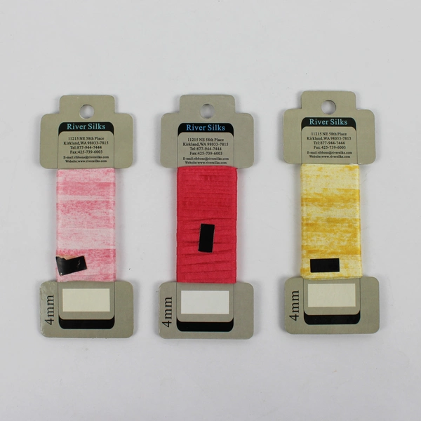 Lot of 3 New 100% SILK RIBBON, 4mm Each,  Assorted Colors