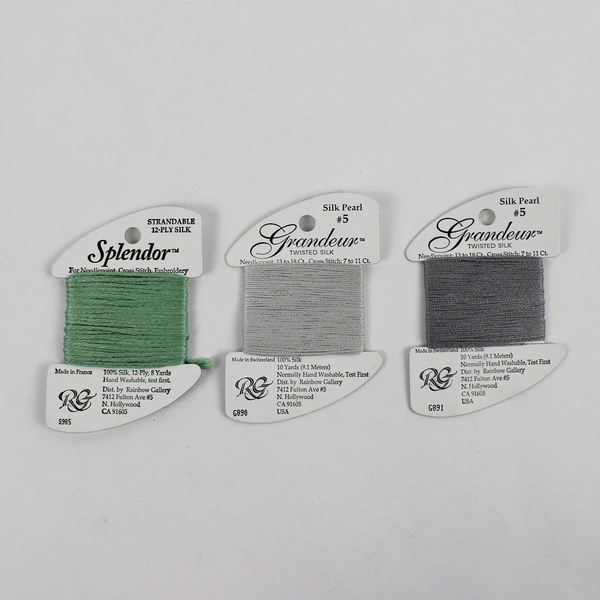 New Lot of 3 Silk Threads for Needlepoint & Cross Stitch, 8-10 yds. Each