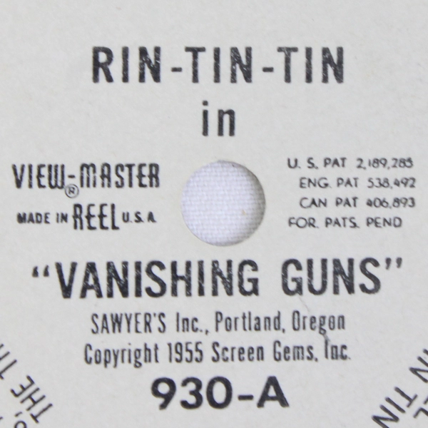Vintage View-Master Reel Rin-Tin-Tin Vanishing Guns 930A