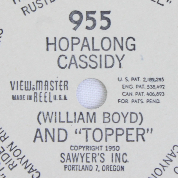 View-Master Reel Vintage Sawyers 1950 Hopalong Cassidy and Topper 955