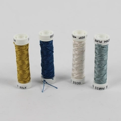 Lot of 4 Pure Silk Thread Spools for Embroidery, Assorted Colors