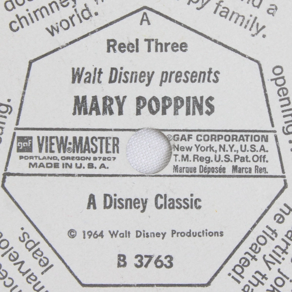Vintage View Master Walt Disney Presents Mary Poppins Reel B3763 1964