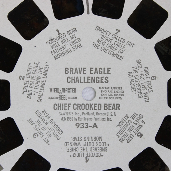 Vintage View Master Brave Eagle Challenges Chief Crooked Bear Reel 1956 933A
