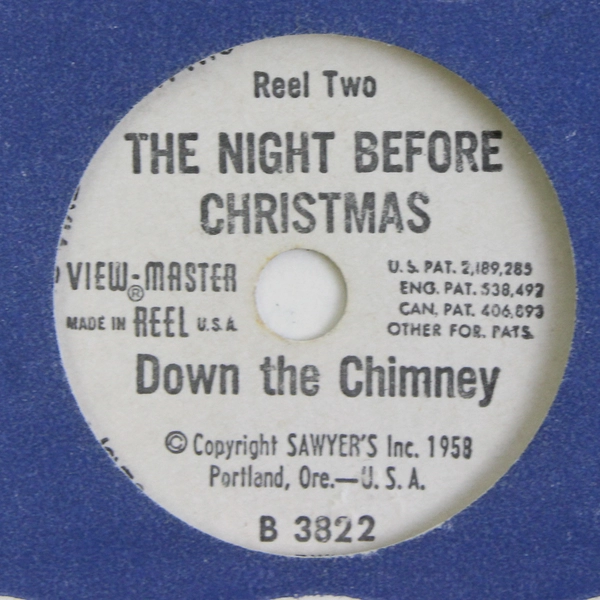 Vintage View Master Night Before Christmas Down The Chimney Reel 1958 B3822