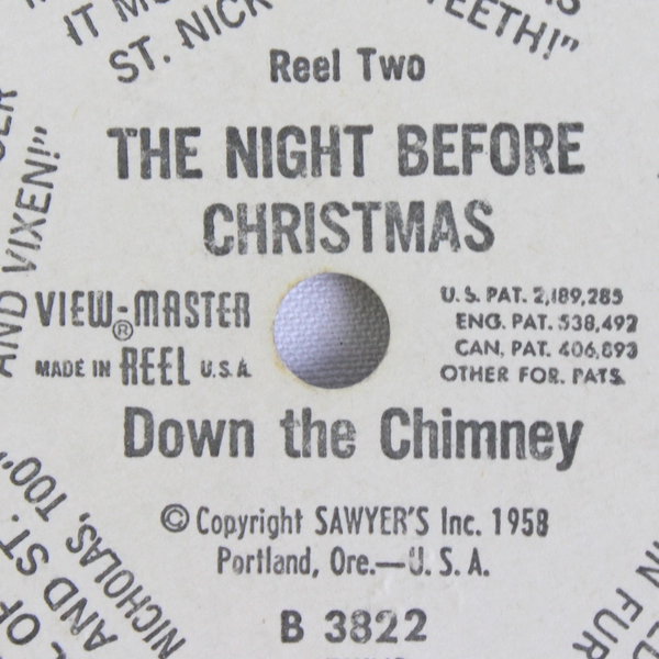 Vintage View Master Night Before Christmas Down The Chimney Reel 1958 B3822