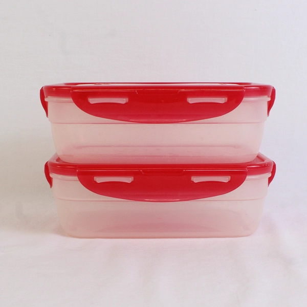 Set of 2 Lock & Lock 1.2 L Food Storage Containers Red Lids