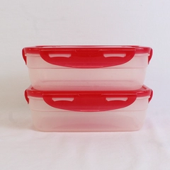 Set of 2 Lock & Lock 1.2 L Food Storage Containers Red Lids