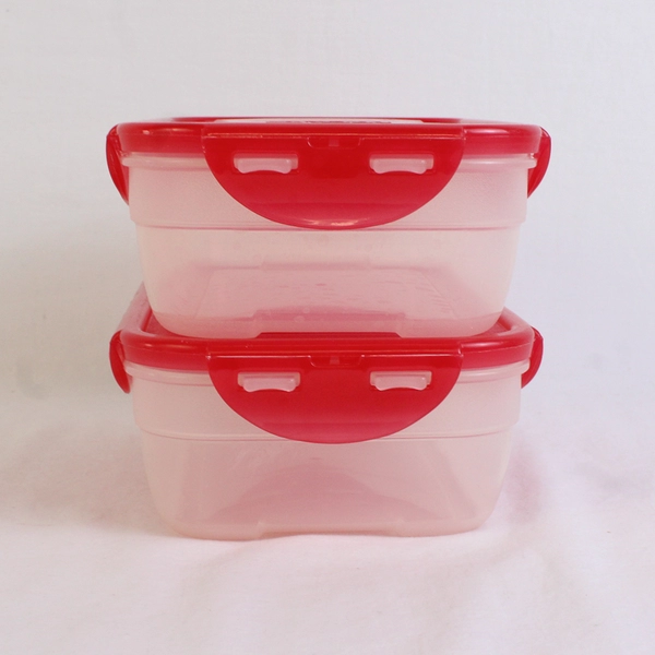 Set of 2 Lock & Lock 1.2 L Food Storage Containers Red Lids