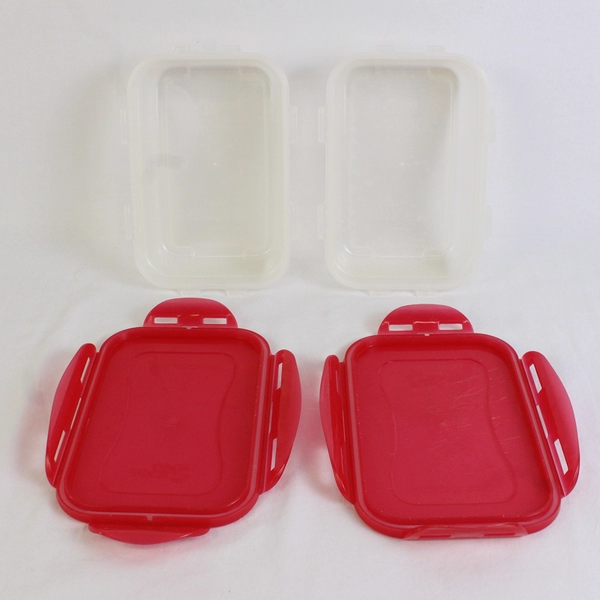 Set of 2 Lock & Lock 1.2 L Food Storage Containers Red Lids