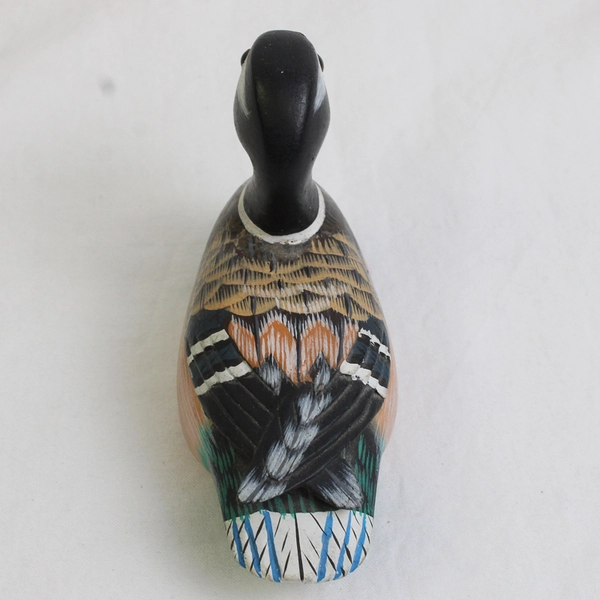 Small Painted Wood Duck Figurine 4.0"x1.8"