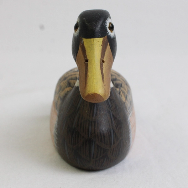 Small Painted Wood Duck Figurine 4.0"x1.8"