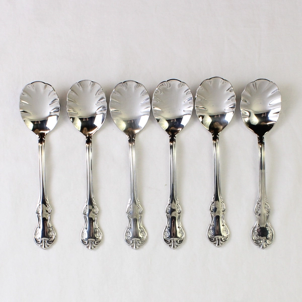 Lot Of 6 Wallace Silver Camden (Stainless) Flatware Sugar Spoons 6.25" Long