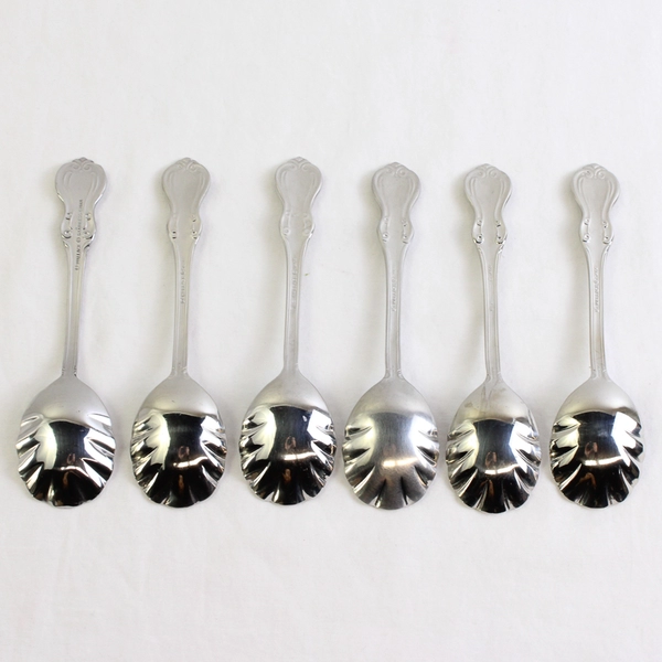 Lot Of 6 Wallace Silver Camden (Stainless) Flatware Sugar Spoons 6.25" Long