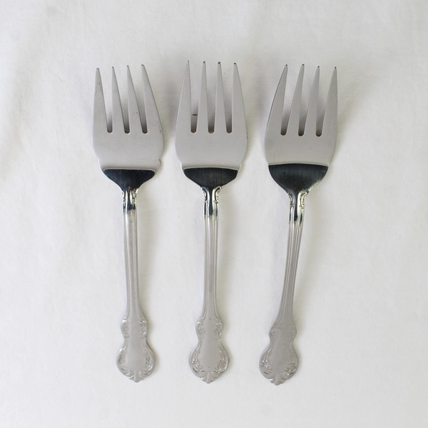 Lot Of 3 Wallace Camden (Stainless) Flatware Cold Meat Serving Forks 9"