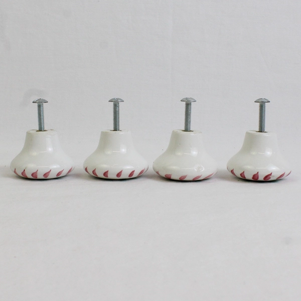 Lot of 4 Unbranded 1.5"x1" Round Ceramic Floral Design Drawer Pulls