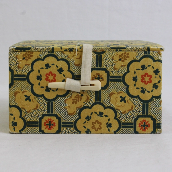 Asian Style Square Cotton-Lined, 2-Compartment Paper Box 4.2" x 4.2"