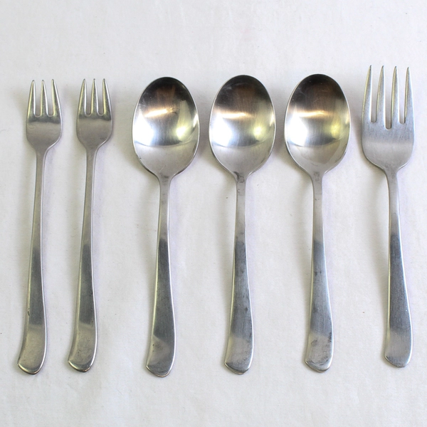 Lot Of 6 Wallace Silver Saybrook (Stainless) Flatware 3 Teaspoons & 3 Forks