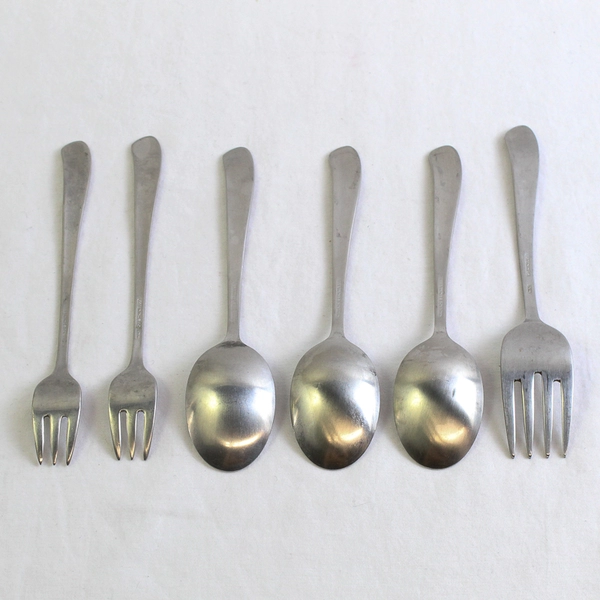 Lot Of 6 Wallace Silver Saybrook (Stainless) Flatware 3 Teaspoons & 3 Forks