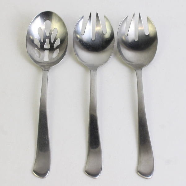 Lot Of 3 Wallace Silver Saybrook (Stainless) Flatware Serving Spoon & 2 Forks