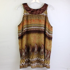 Dressbarn Women's L Sleeveless Tank Top Multicolor Brown Paisley/Floral