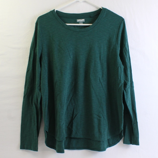Lot of 2 Kirkland Women's L Black/Green Long Sleeve T-Shirt