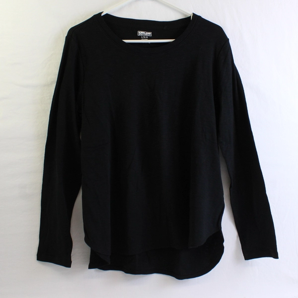 Lot of 2 Kirkland Women's L Black/Green Long Sleeve T-Shirt