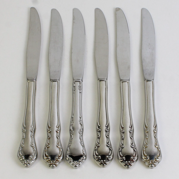 Lot Of 6 Oneida Silver St. Louis (Stainless) Flatware Dinner Knives 9.25" Long