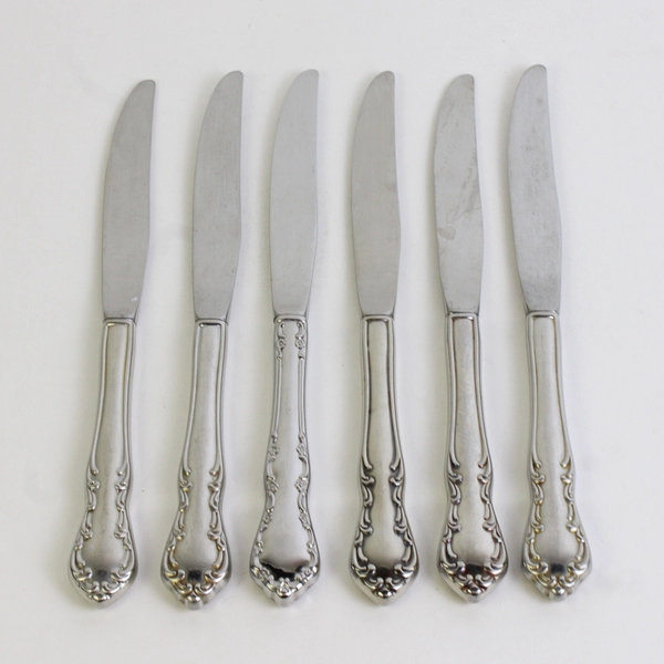 Lot Of 6 Oneida Silver St. Louis (Stainless) Flatware Dinner Knives 9.25" Long
