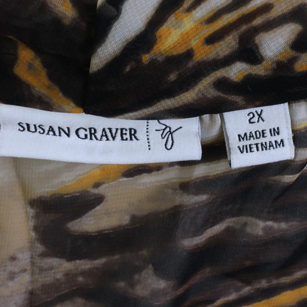 Susan Graver Women's 2X Animal Print Sleeveless Sheer Open Front Kimono