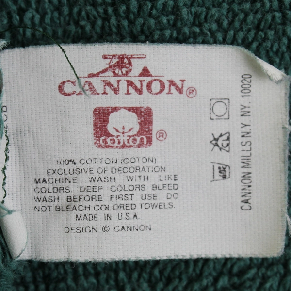 Cannon Jubilee Bottle Green Hand Towel 100% Cotton 16x24 Pre-Owned