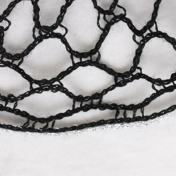 Women's Handmade Black and Silver Crochet Ruffled Scarf 68"