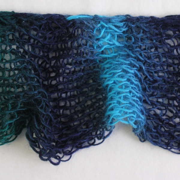 Women's Handmade Crochet Openwork Green Blue Purple Ombre Scarf 90"