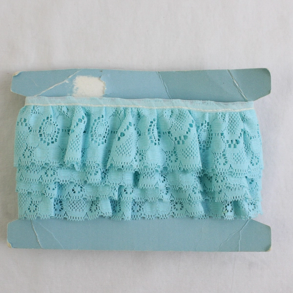 Vintage Ruffle Laces Fancy Trim Selection Blue Lace FLAWED
