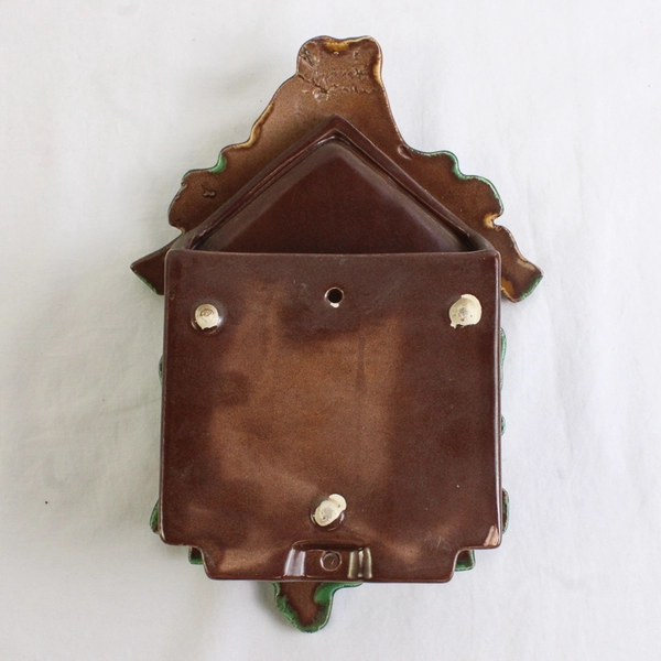 Vintage Ceramic Cuckoo Clock Wall Pocket 9"
