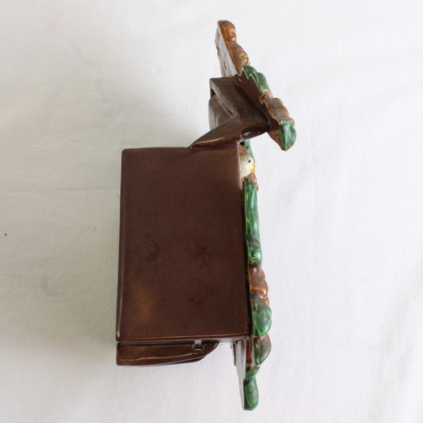 Vintage Ceramic Cuckoo Clock Wall Pocket 9"