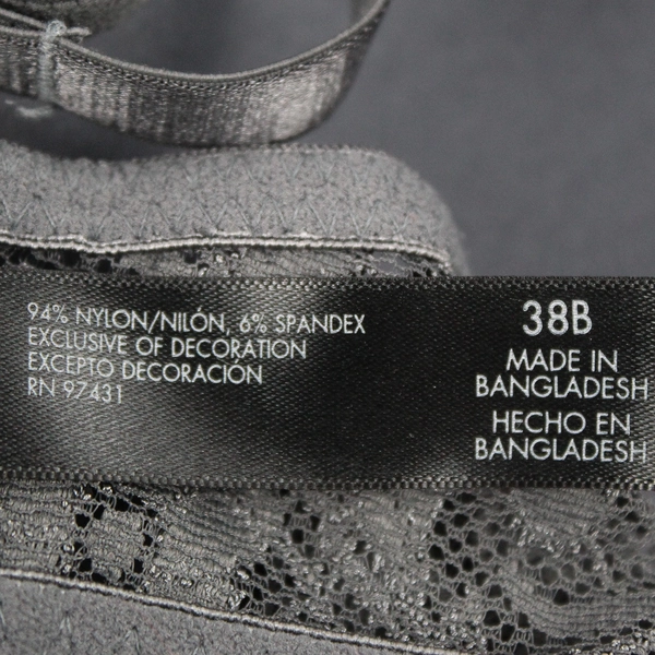 Smart & Sexy Gray Lacy Padded Underwired Bra Women's 38B